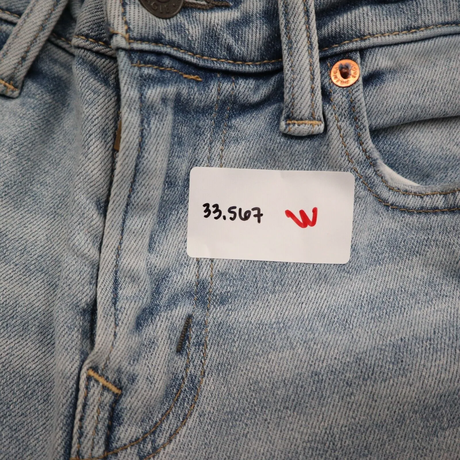 American Eagle Women Jeans Stretch Slim Straight Leg Mid Rise Pockets Blue 30X30