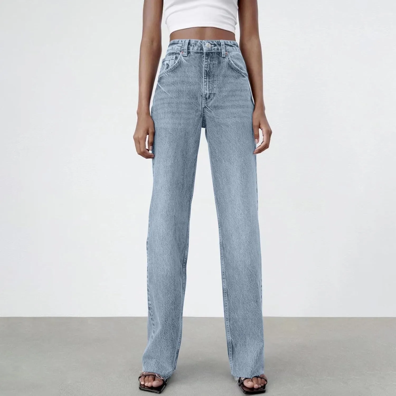 Bidobibo Stretchy Jeans for Women Plus Size Boot Cut Flare Jeans High Waisted Curvy Womens Pants Dressy Casual Straight Leg