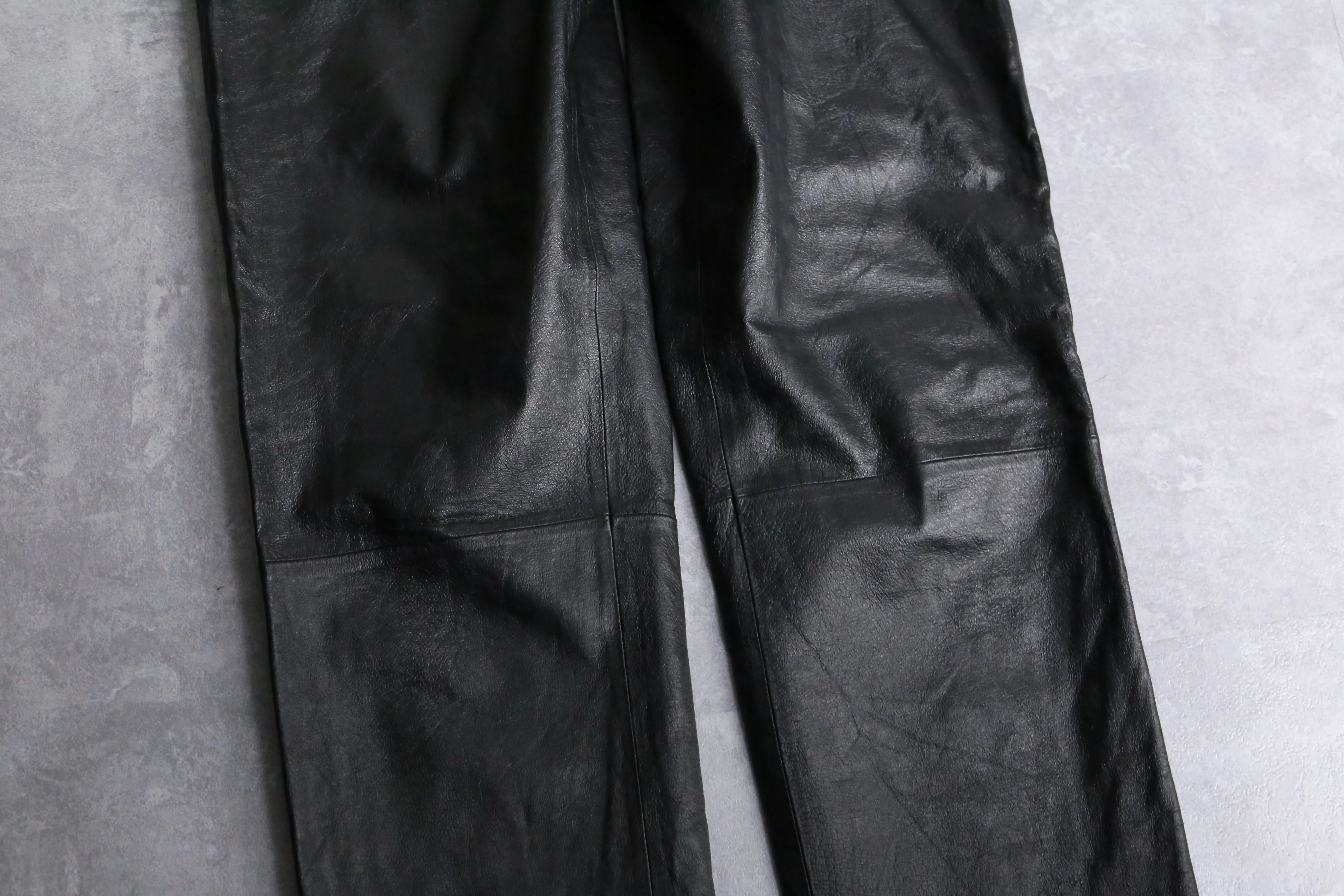 black fake leather pants