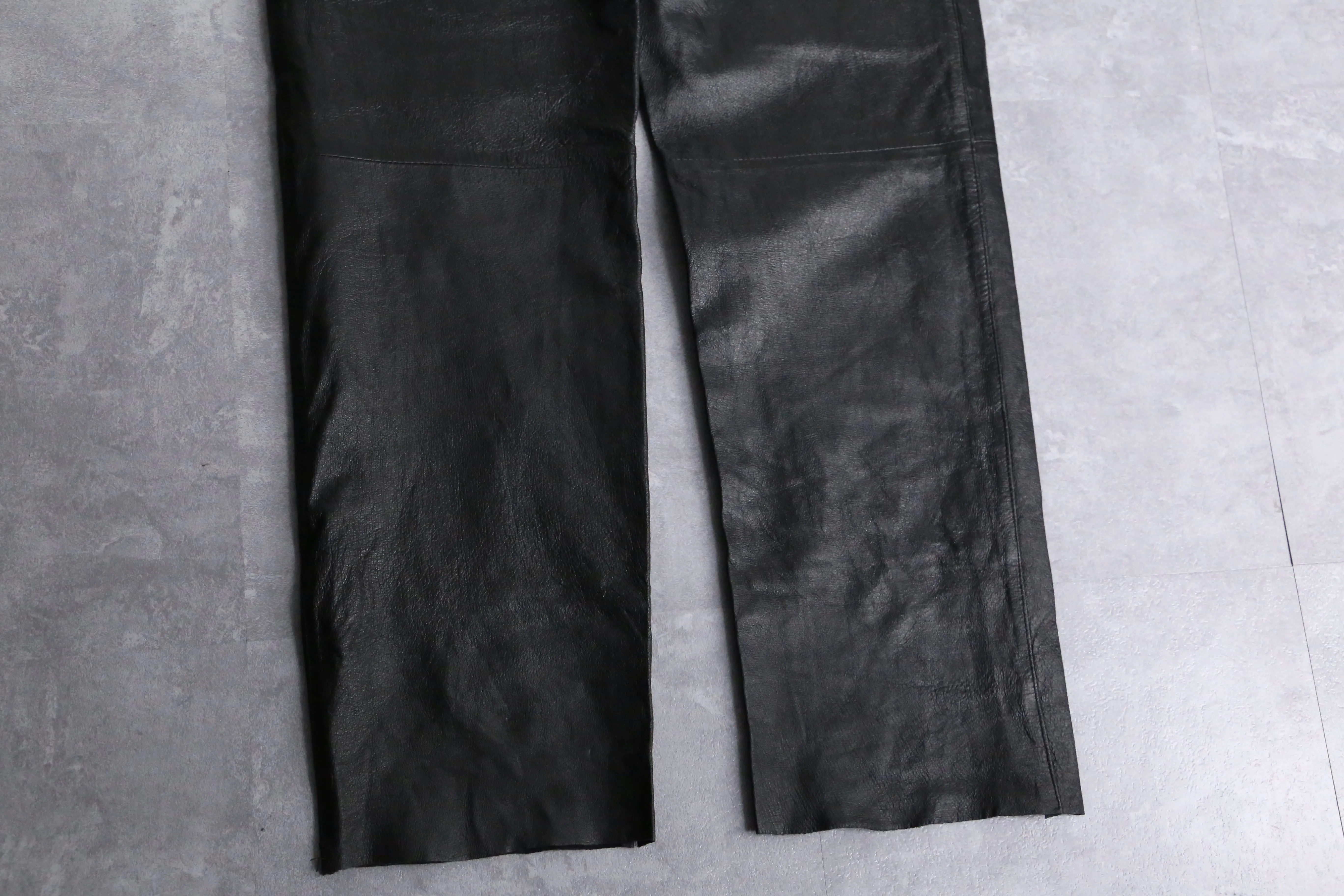 black fake leather pants