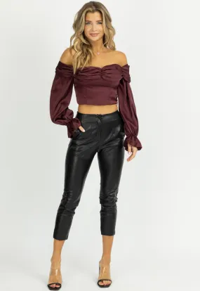 BLACK PLEATED HIGH RISE PANTS