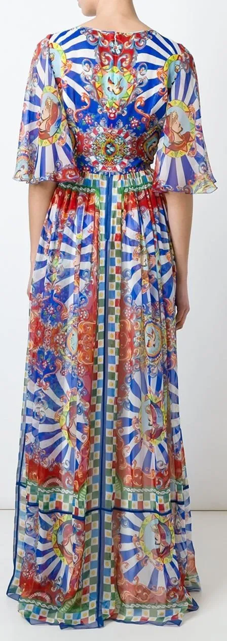 'Carretto' Sicilano Print Maxi Dress