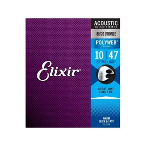 Elixir Polyweb Acoustic Strings Extra Light 10-47