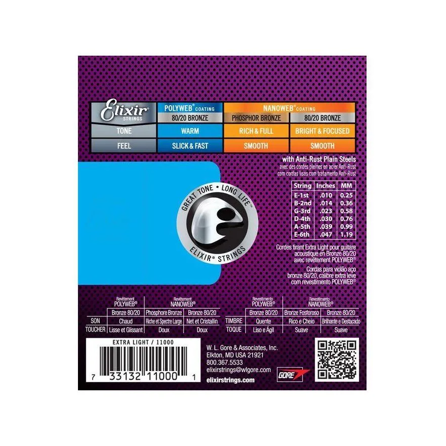 Elixir Polyweb Acoustic Strings Extra Light 10-47