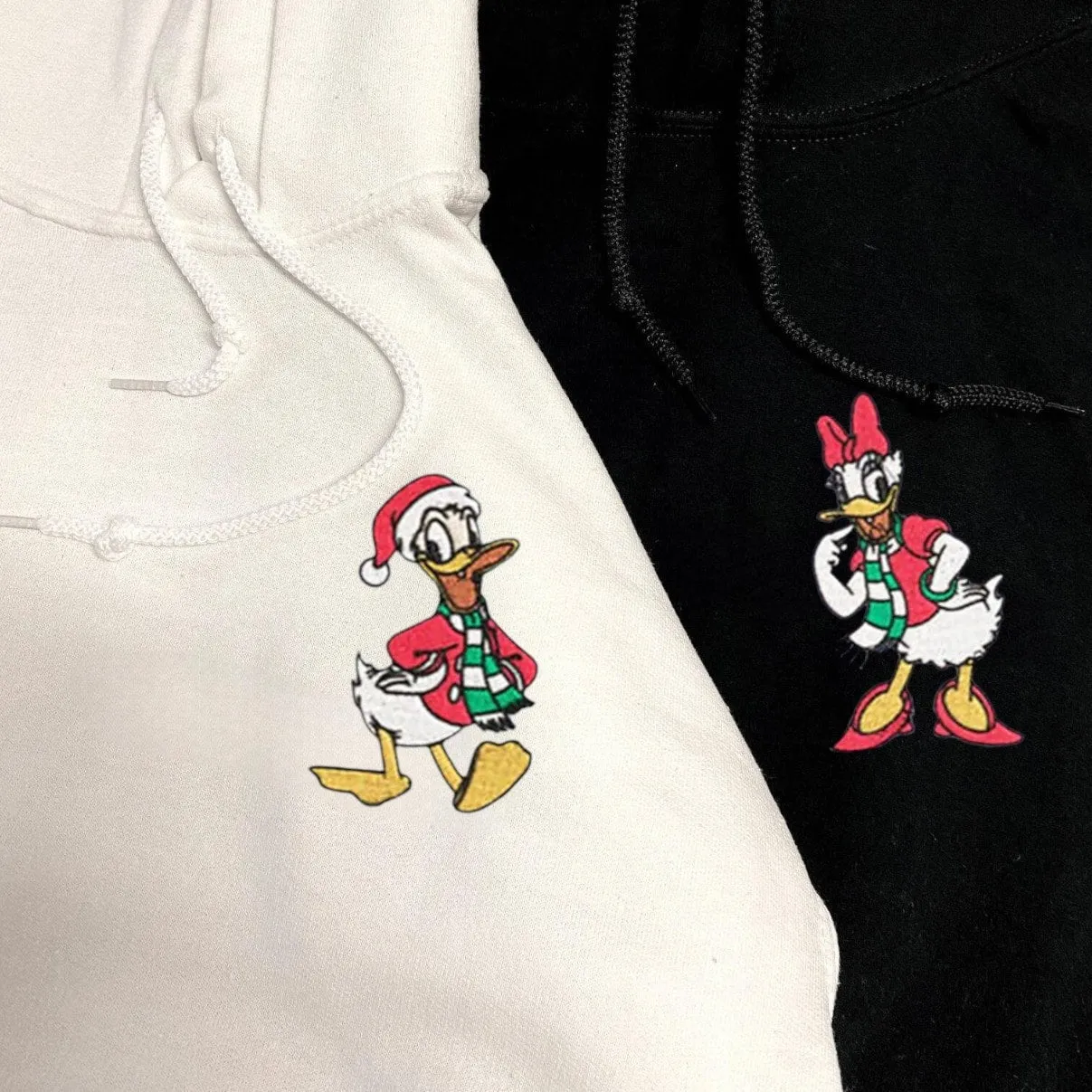 Festive Duck Couple Sweatshirts - Custom Embroidered Matching Couple Hoodies
