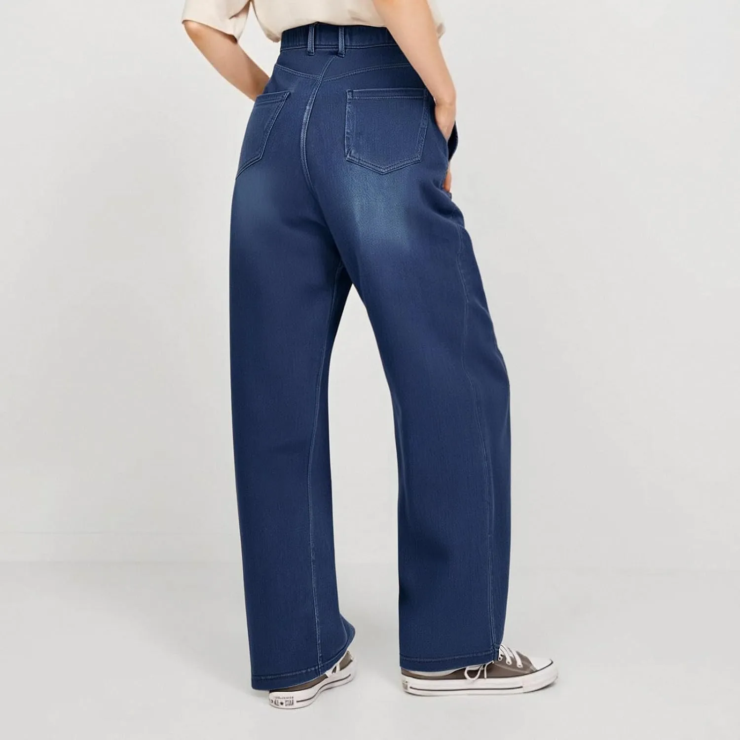 Flare Jeans for Women Cargo, Mid Rise Jeans for Women High Waisted Stretchy Wide Leg Summer Trousers Petite Baggy