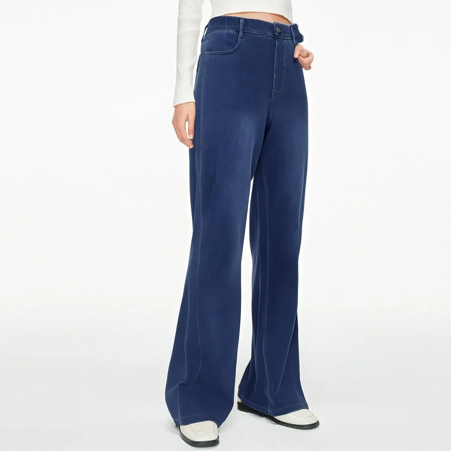 Flare Jeans for Women Cargo, Mid Rise Jeans for Women High Waisted Stretchy Wide Leg Summer Trousers Petite Baggy