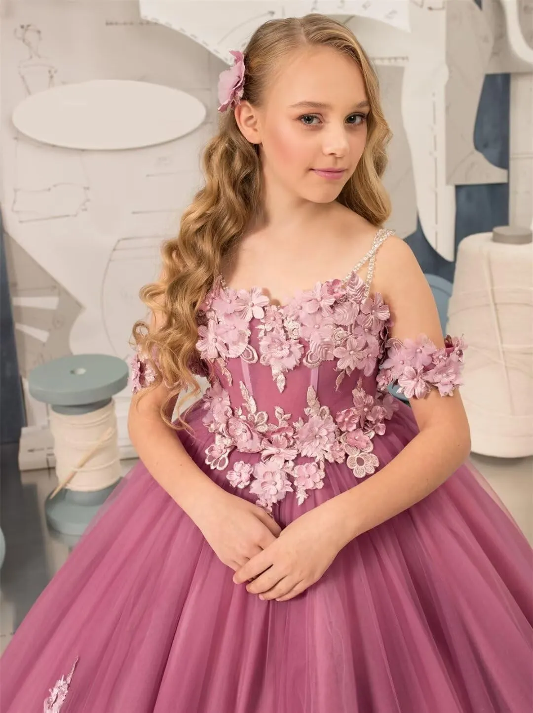 Flower Girl Dress Lace Appliques Flower Girl Dresses for Wedding Princess Pageant First Communion Dress