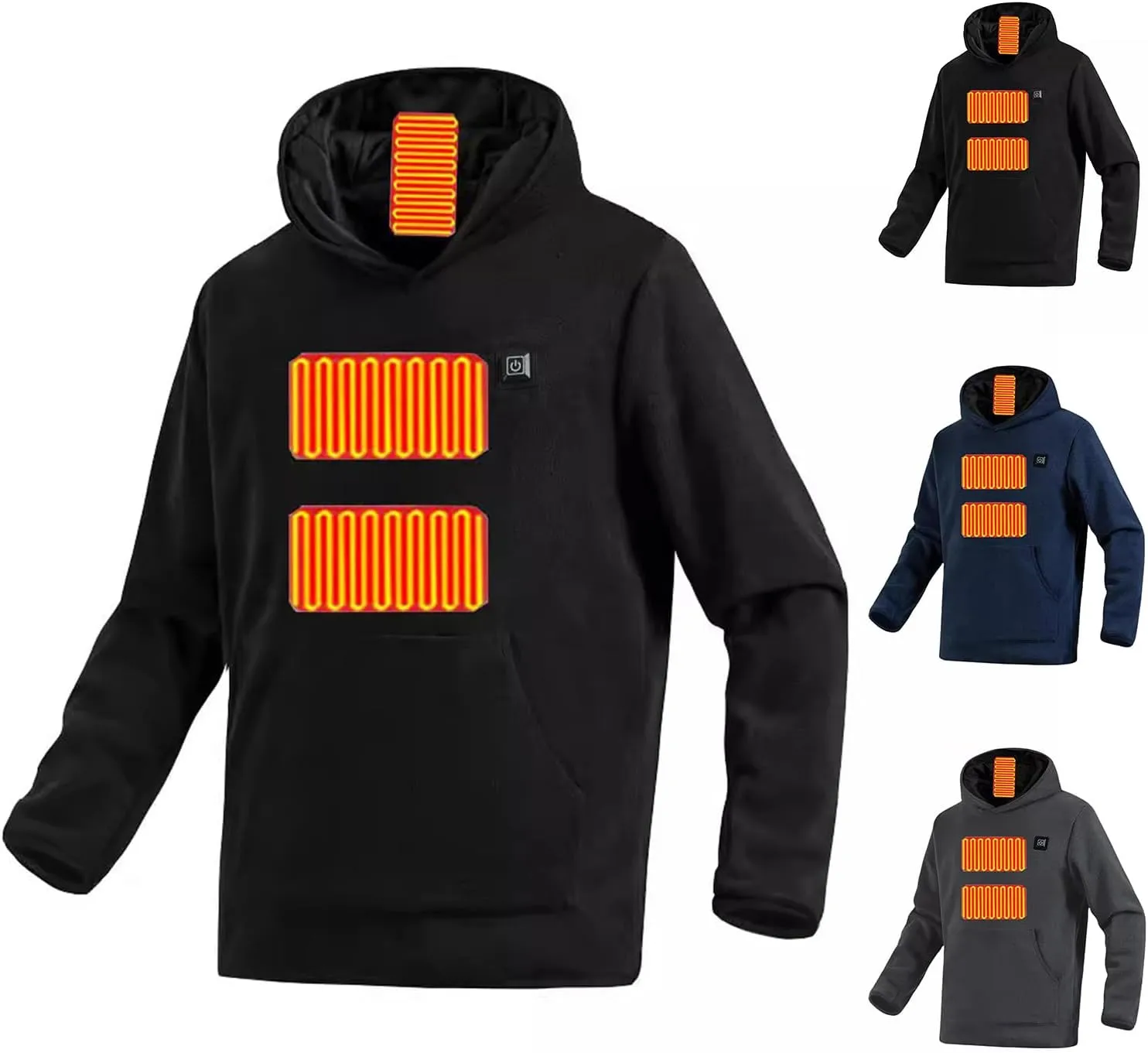 Heated Hoodie Unisex Heated Pullover Sweatshirt Thick Warm Hooded Long Sleeve Casual Tops Heating Coat with USB