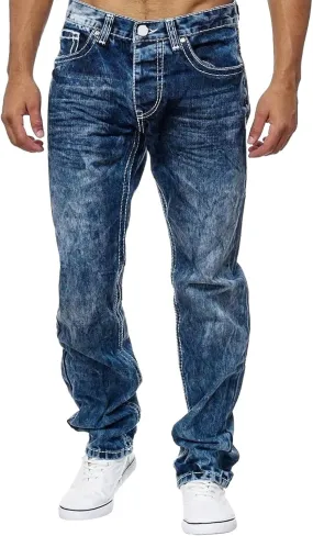 Jeans for Men Slim Fit Stretch Classic Comfort Flex Retro Jeans Pants Lightweight Elastic Waist Denim Trousers