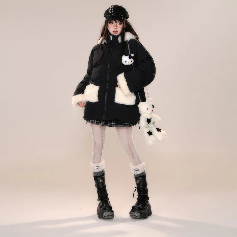 Kawaii Sweet Korean Style Hooded Cotton Coat