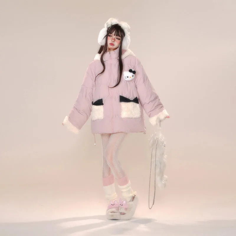 Kawaii Sweet Korean Style Hooded Cotton Coat