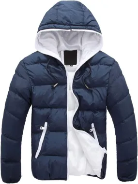 LCMTWX Men's Winter Thickened Warm Coats Leisure Plus Size Hat Zip Pocket Cotton-Padded Warm Soft Hooded Jacket Coats