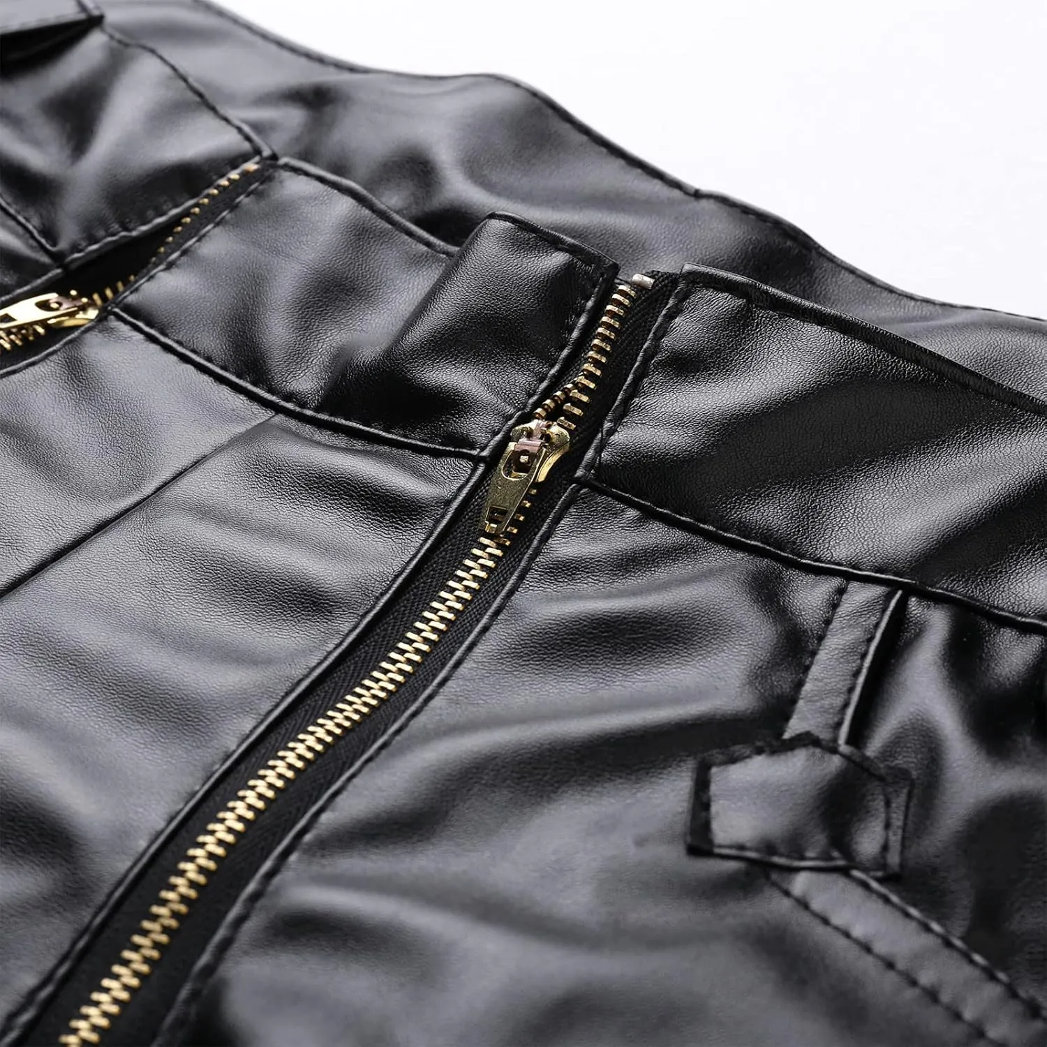 Leather Pants Men Slim Fit Mens Pants Skinny Motorcycle Biker Pants Casual Straight Leg PU Club Trousers Jeans with Pockets