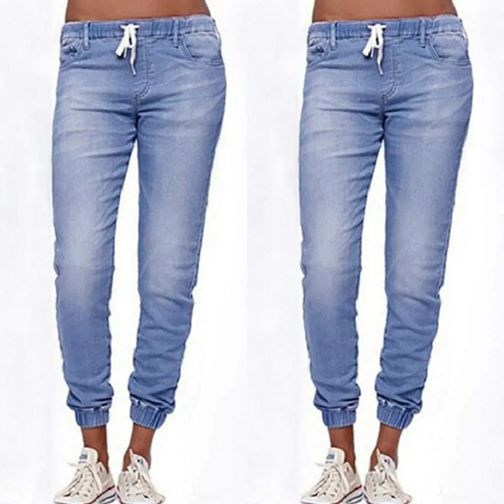 Light Sweatpant Jeans for Women 2025 Jeans That Feel Like Sweatpants Mid Rise Drawstring Casual Denim Jeans