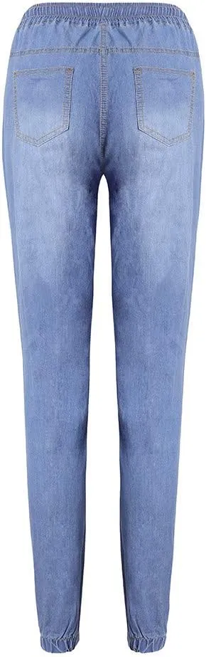 Light Sweatpant Jeans for Women 2025 Jeans That Feel Like Sweatpants Mid Rise Drawstring Casual Denim Jeans