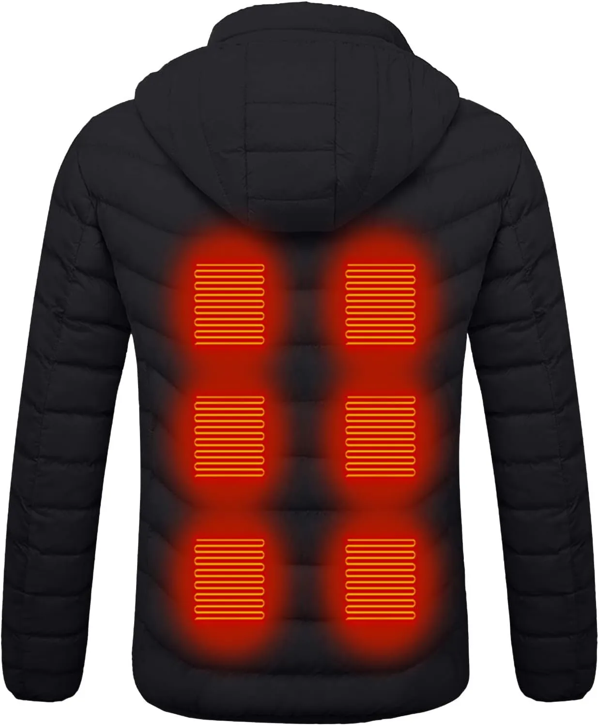 Men Women Heated Coat Rechargeable Smart Heating Hooded Jacket Winter Lightweight Thermal Outdoor Adjustable Warm Puffer Coat