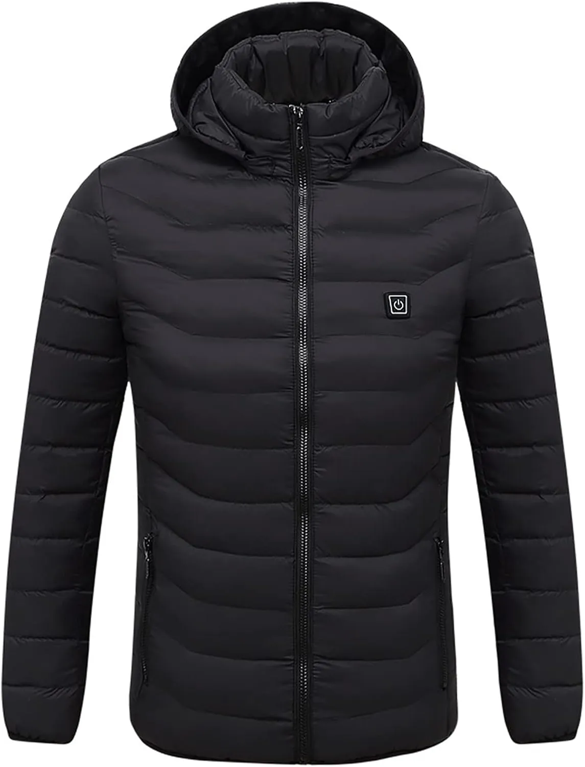 Men Women Heated Coat Rechargeable Smart Heating Hooded Jacket Winter Lightweight Thermal Outdoor Adjustable Warm Puffer Coat