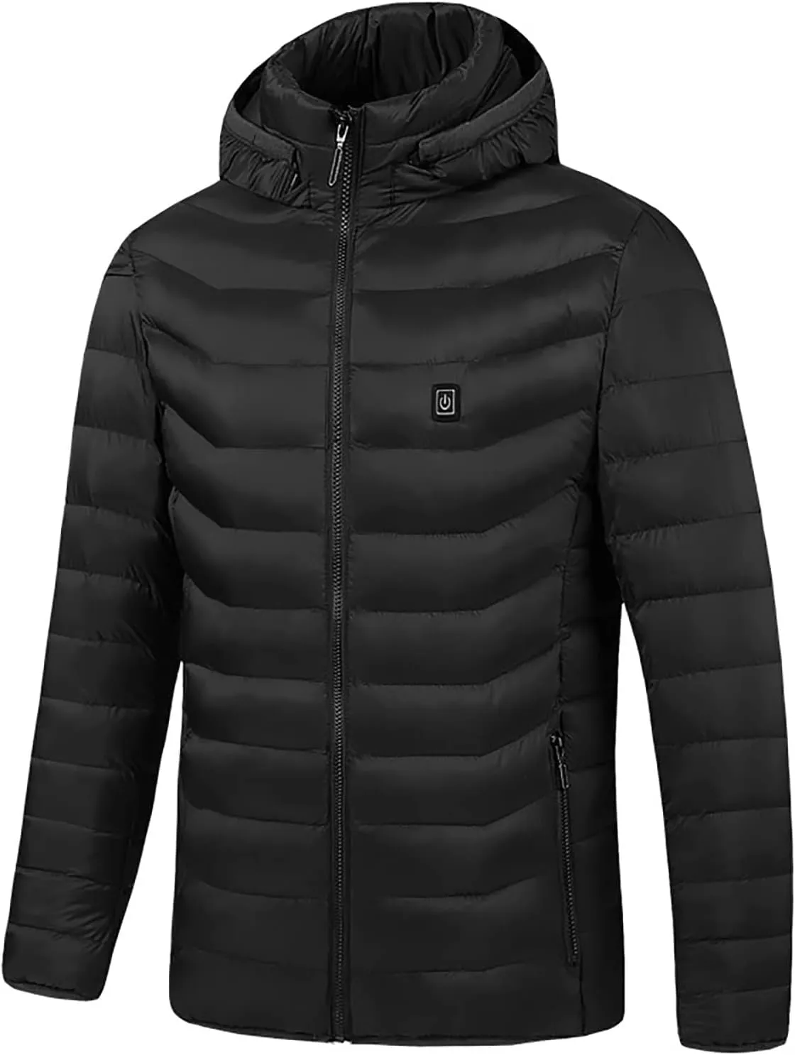 Men Women Heated Coat Rechargeable Smart Heating Hooded Jacket Winter Lightweight Thermal Outdoor Adjustable Warm Puffer Coat