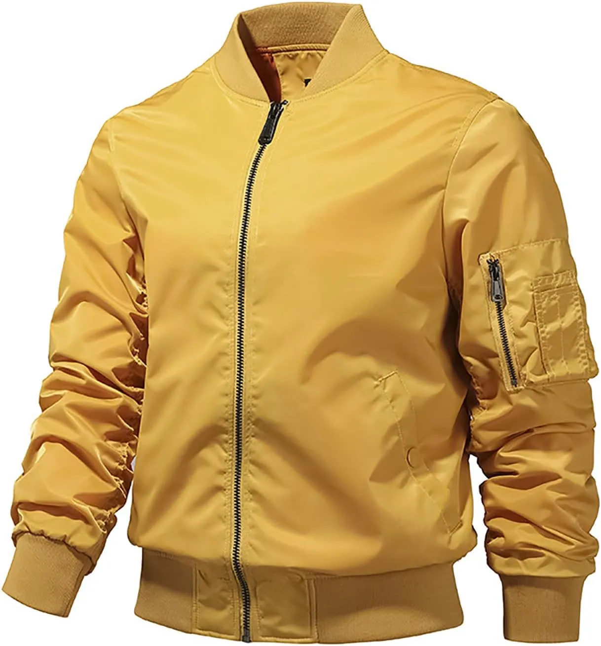 Mens Bomber Jackets Casual Fall Winter Coat Stylish Stand Collar Zip Up Outerwear Casual Track Jacket with Pocket