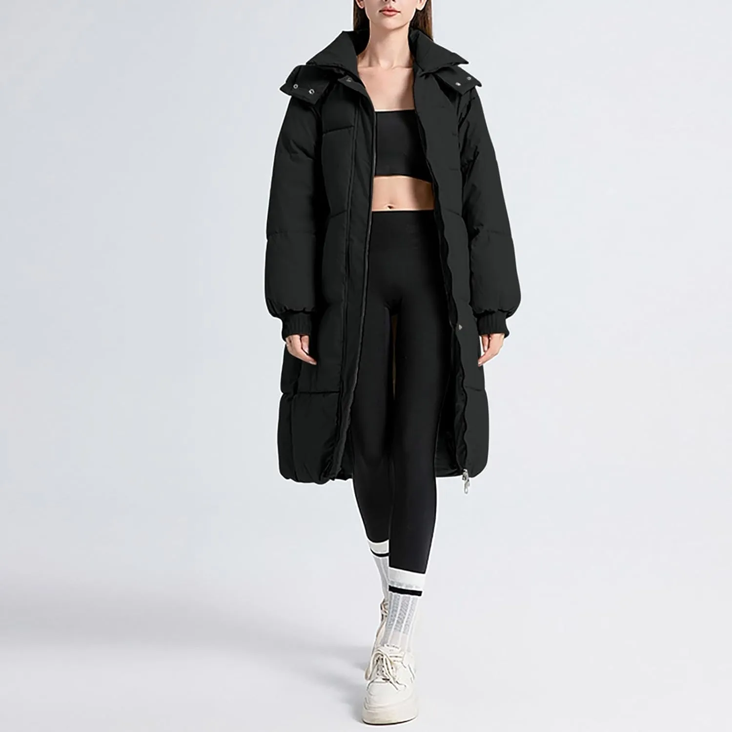 Quilted Jackets for Women Oversized Fleece Lined Down Jacket Plain Zip Up Parka Stylish Trending Now Hoodie Coats