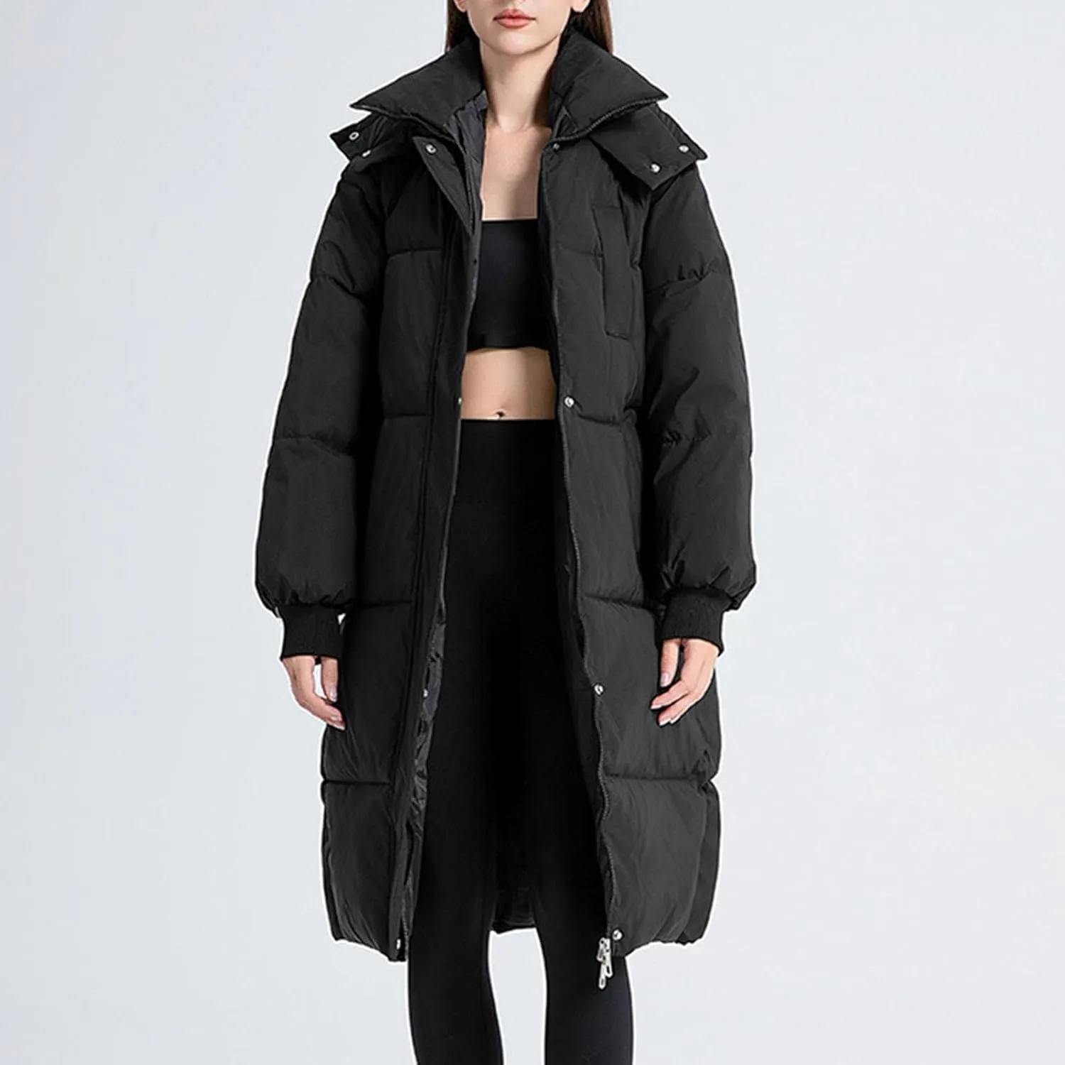 Quilted Jackets for Women Oversized Fleece Lined Down Jacket Plain Zip Up Parka Stylish Trending Now Hoodie Coats