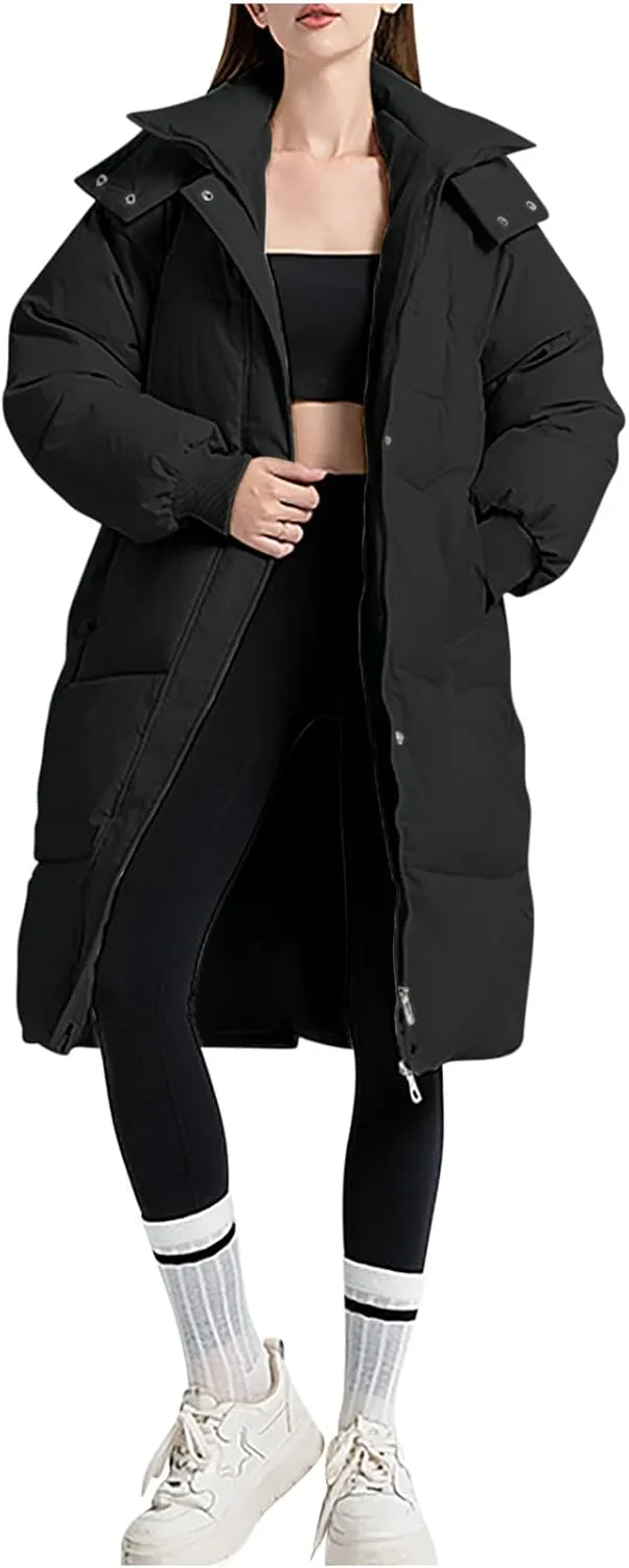 Quilted Jackets for Women Oversized Fleece Lined Down Jacket Plain Zip Up Parka Stylish Trending Now Hoodie Coats