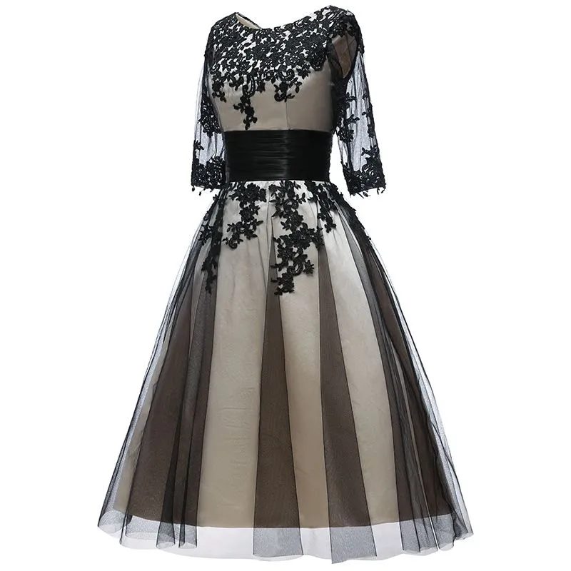 sd-hk Black Prom Long Sleeve Women Maxi Gowns