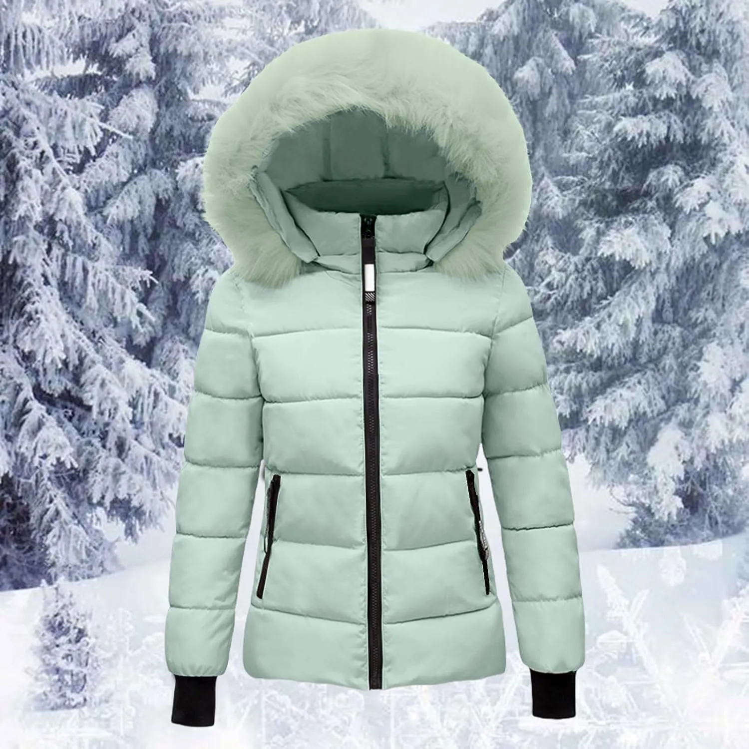 SHAOBGE Packable Puffer Jacket Women Women's Hooded Warm Winter Coat Quilted Thicken Puffer Jacket Winter