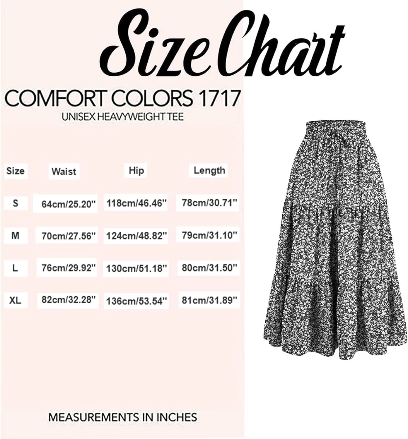 Summer Casual Boho Maxi Skirts Women Floral Print Elastic High Waist Tiered Ruffle Flowy Long Beach A Line Skirt
