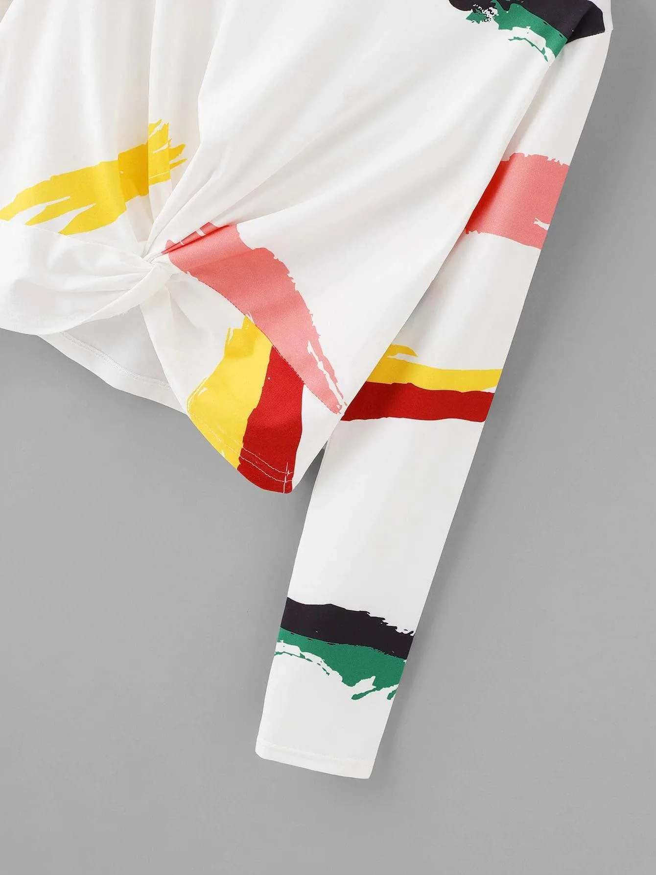 Twist Front Printed Crop Tee