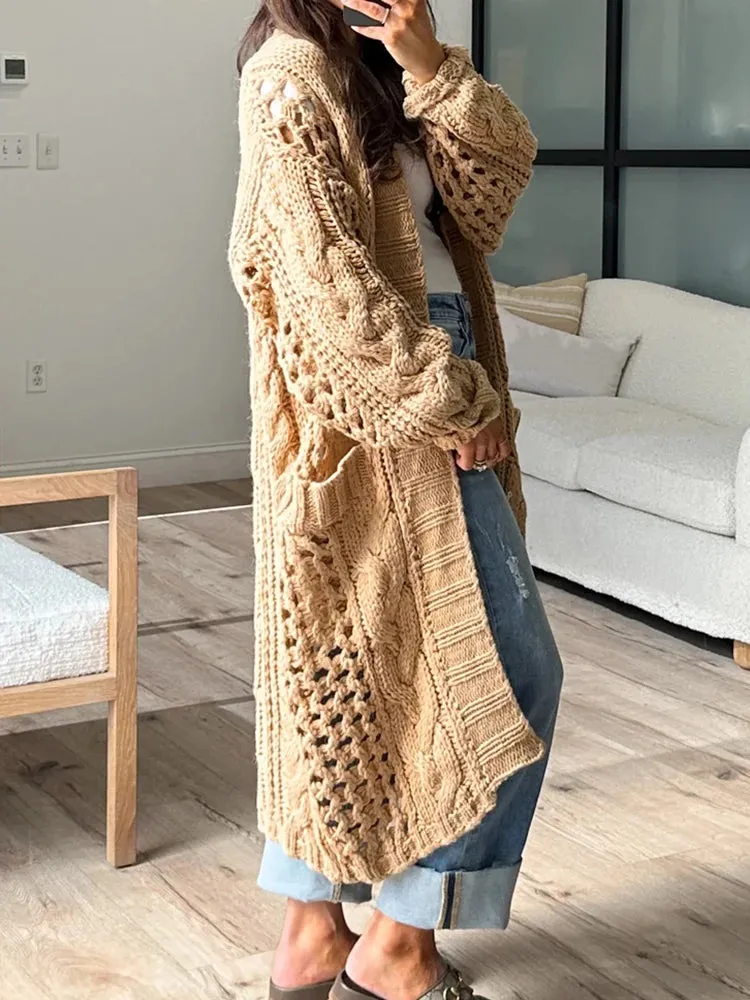 UAKISS  -  Long Sleeve Loungewear Cardigan Coats Fashion Solid V-Neck Straight Autumn Winter Women Sweaters Loose Streetwear Dropshipping