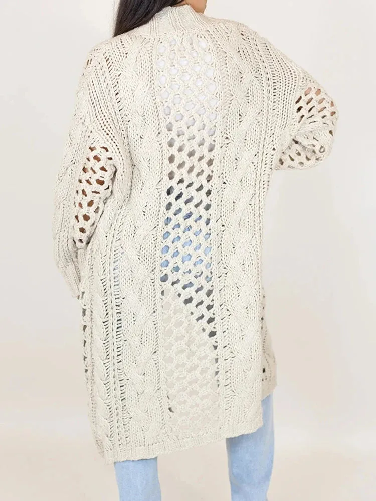 UAKISS  -  Long Sleeve Loungewear Cardigan Coats Fashion Solid V-Neck Straight Autumn Winter Women Sweaters Loose Streetwear Dropshipping