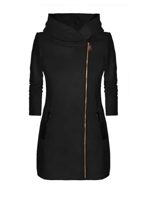 Wenkouban-Winter outfits Christmas Casual Warm Long Side Zipper Hooded Coat