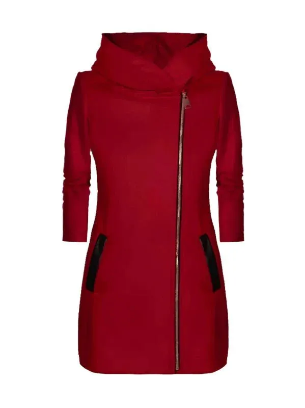 Wenkouban-Winter outfits Christmas Casual Warm Long Side Zipper Hooded Coat