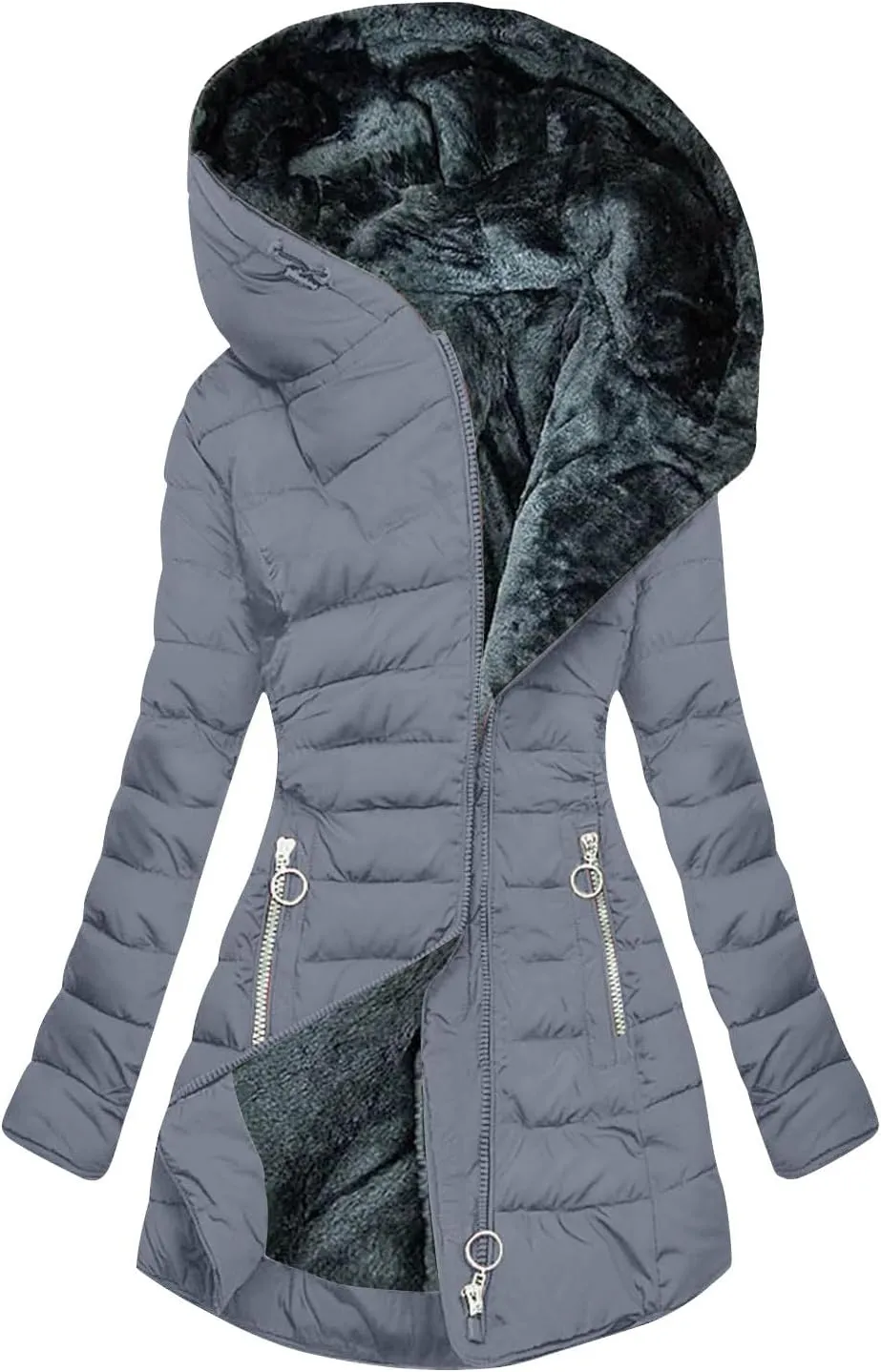 Winter Coats for Women Plus Size Puffer Jacket Long Sleeve Thickened Down Jacket Winter Warm Hooded Outerwear