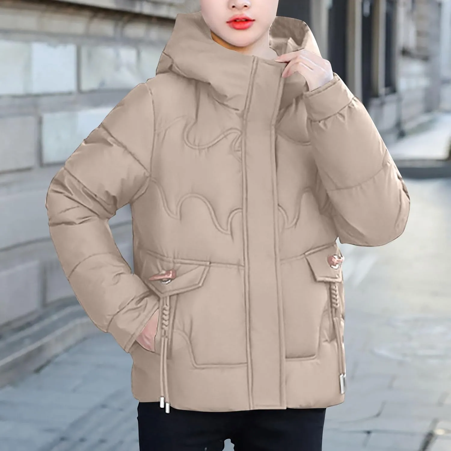 Winter Coats for Women Turtleneck Puffer Jacket Quilted Down Coat with Hood Cute Winter Clothes Women
