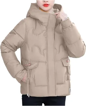 Winter Coats for Women Turtleneck Puffer Jacket Quilted Down Coat with Hood Cute Winter Clothes Women