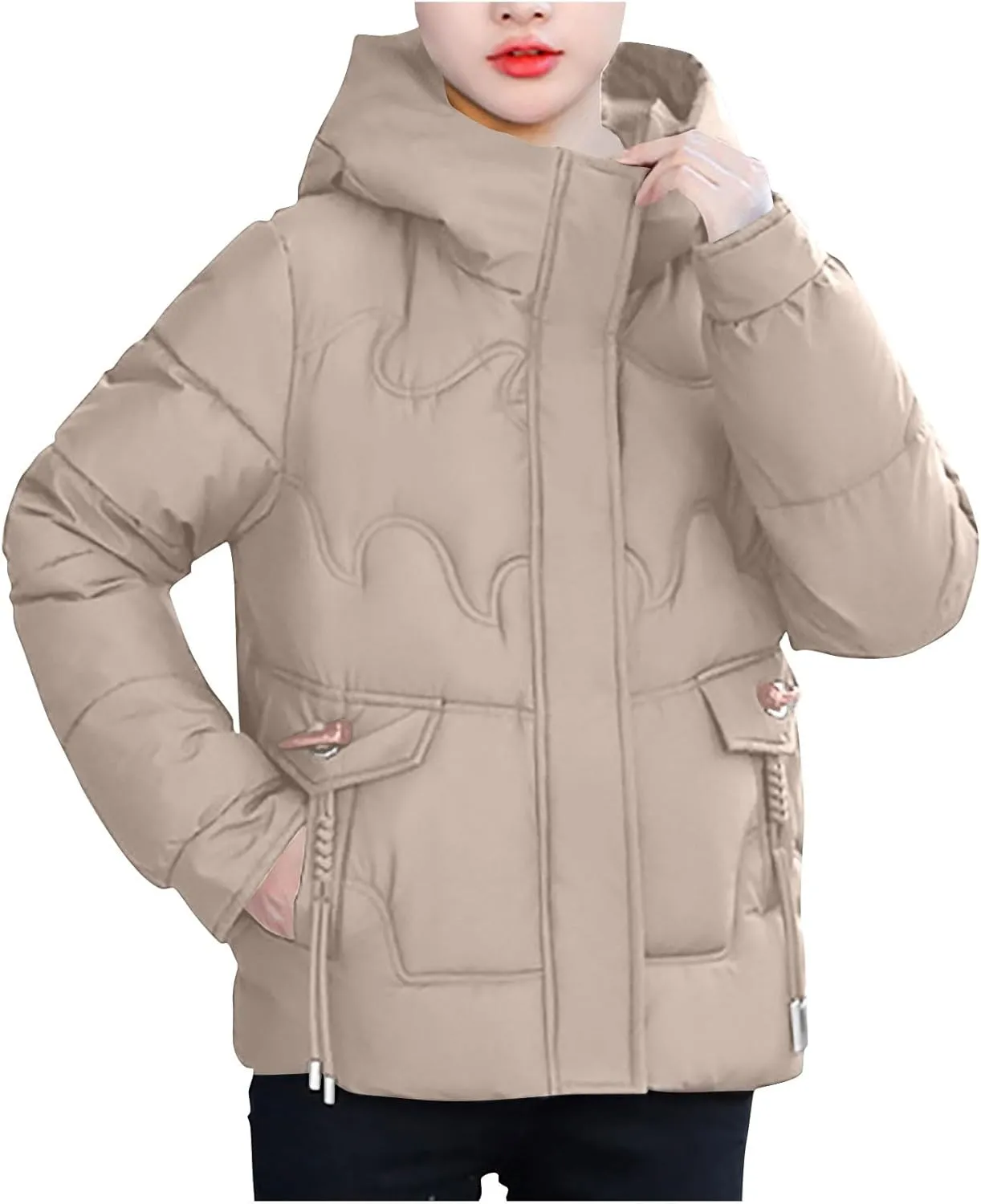 Winter Coats for Women Turtleneck Puffer Jacket Quilted Down Coat with Hood Cute Winter Clothes Women