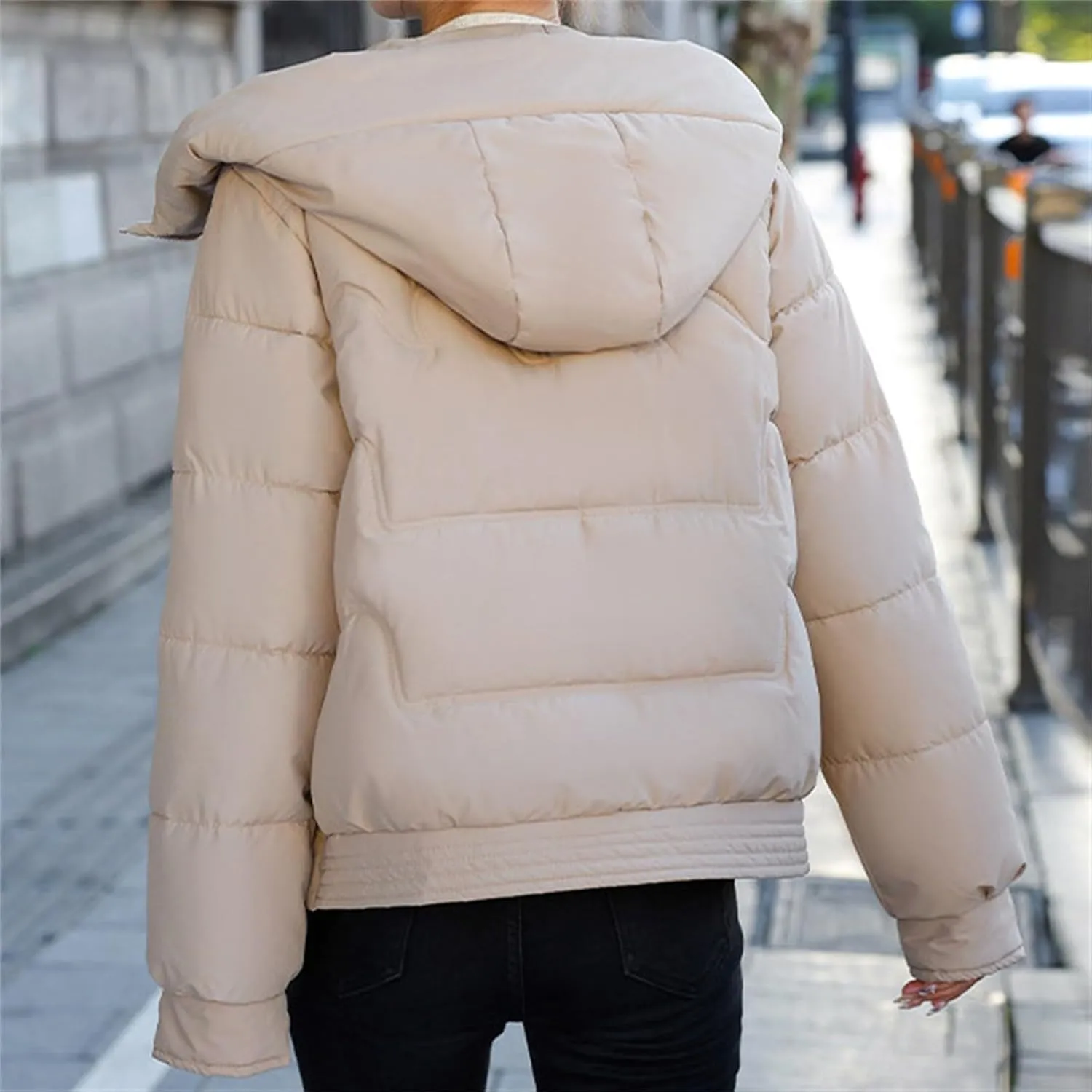 Winter Coats for Women Turtleneck Puffer Jacket Quilted Down Coat with Hood Cute Winter Clothes Women