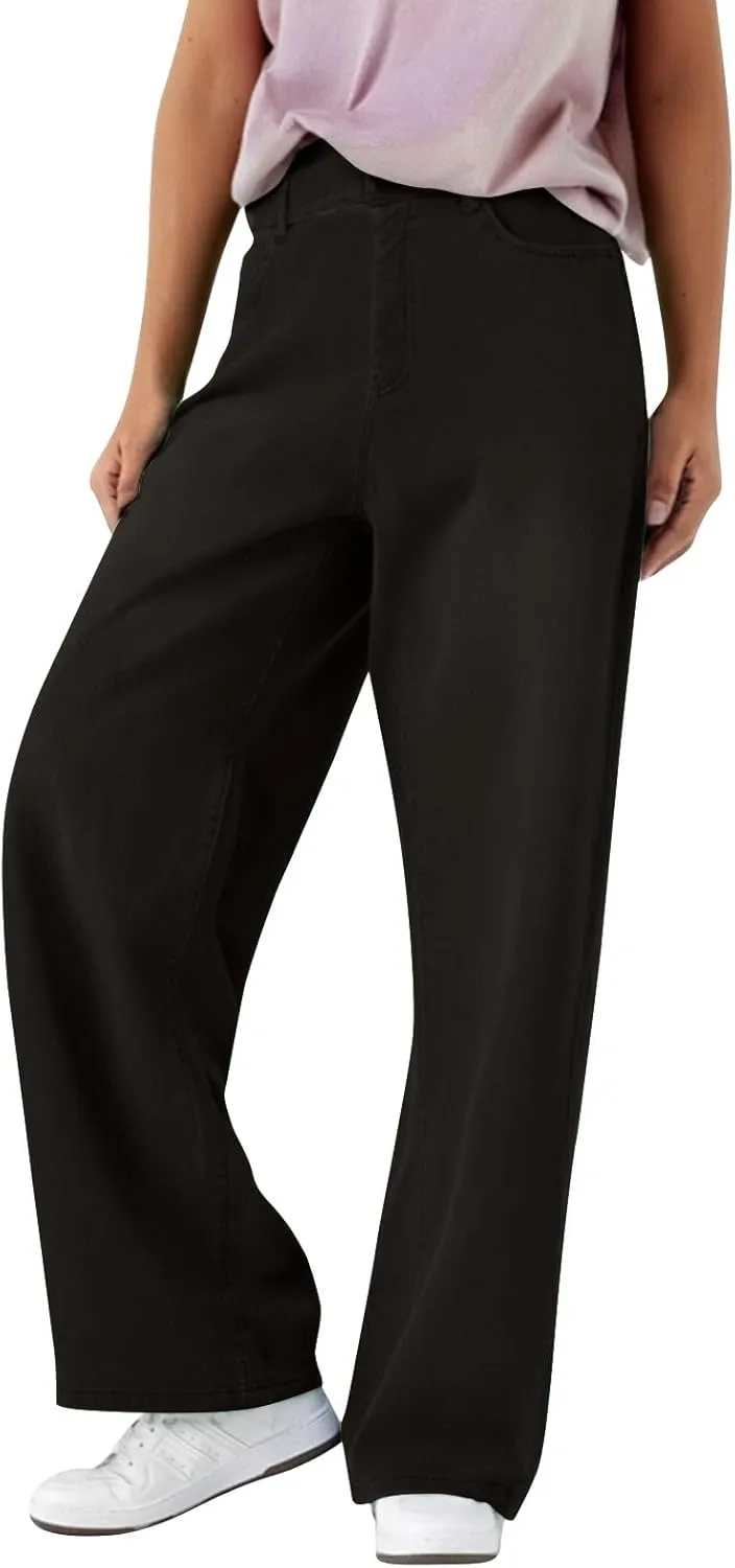Womens Jeans High Waisted Stretchy Wide Leg Baggy Jeans Tummy Control Cargo Pants for Women