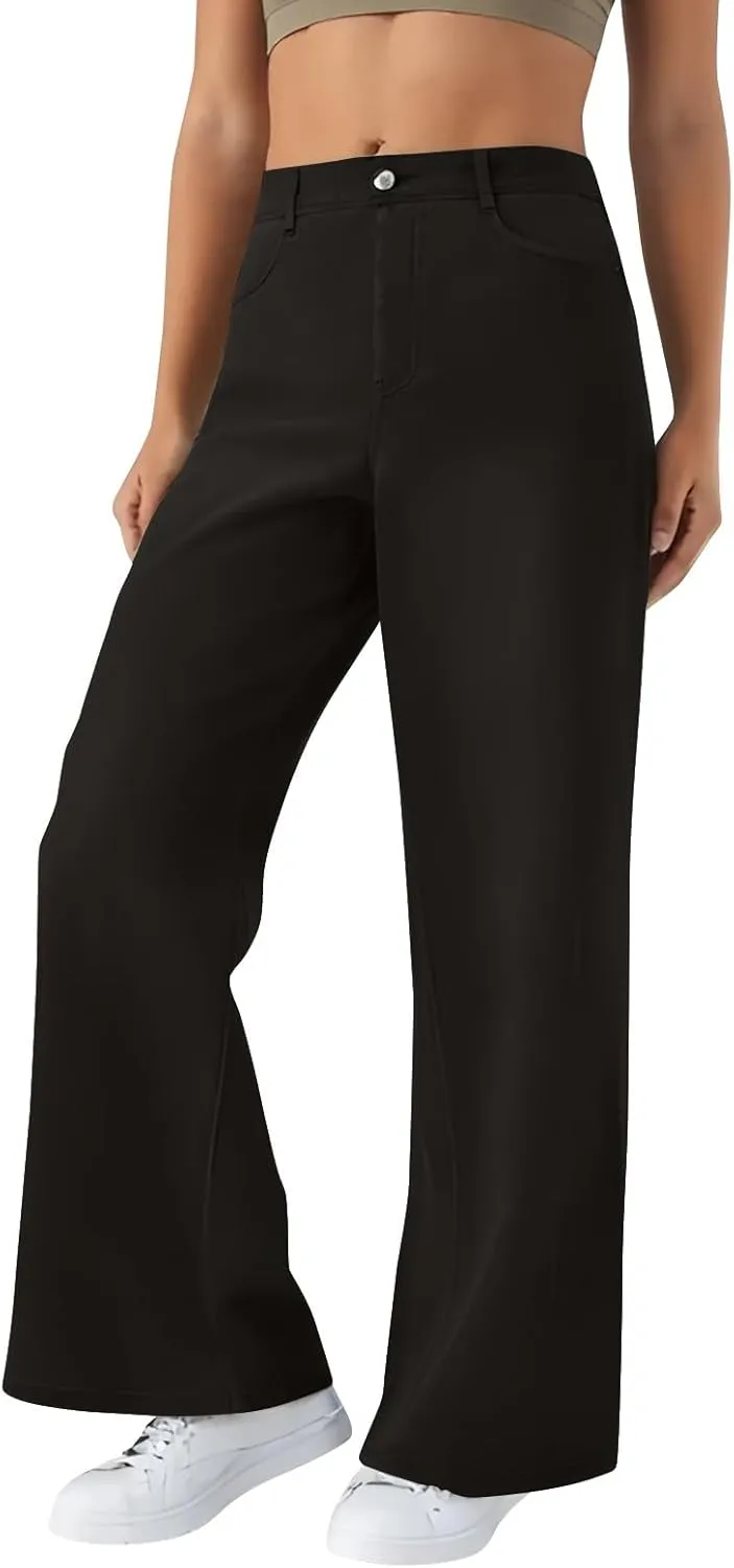 Womens Jeans High Waisted Stretchy Wide Leg Baggy Jeans Tummy Control Cargo Pants for Women
