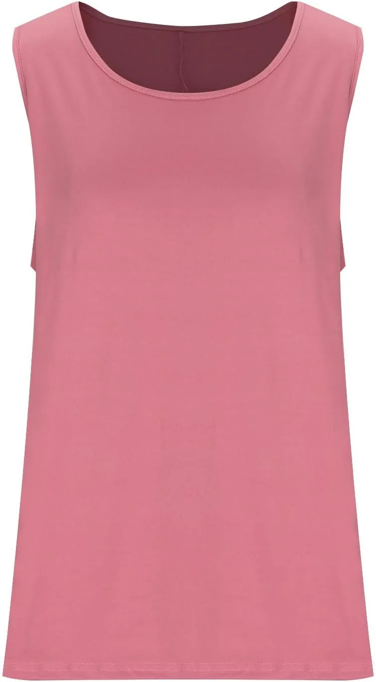 Women's Tank Top Loose Fit Plus Size Summer Casual Tops Sleeveless Scoop Neck Solid Color Shirts 2025 Cute Outfits