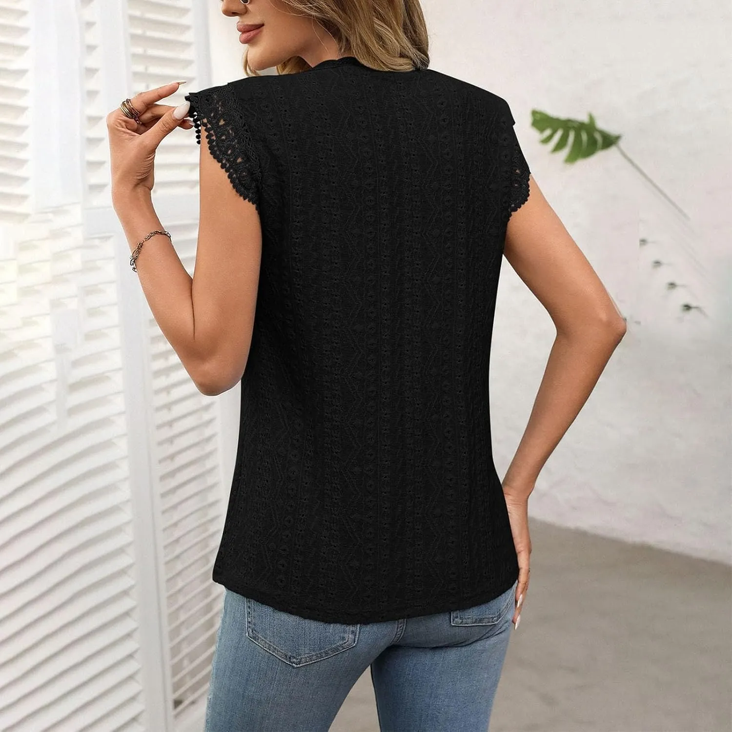 Womens Tops Casual Fashion Crew Neck Solid Color Lace Sleeveless Camisole Summer Vacation Beach 2025 Dressy Tank Top