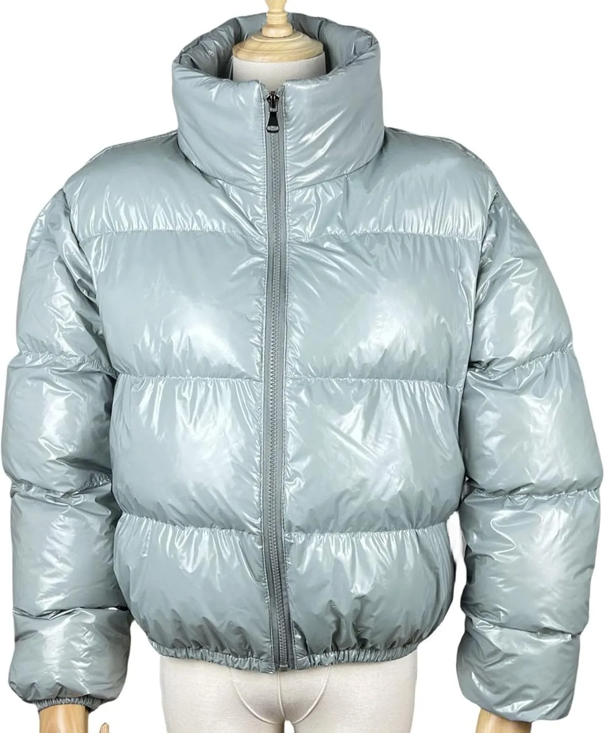 Women's Winter Warm Stand Collar Jackets Slim Fit Cropped Puffer Down Coats Casual Stylish Winter Outerwear