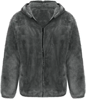 Zeiyignr Men's Sherpa Hoodie Jacket Fleece Lined Zip Up Warm Hoodies Sweatshirt Winter Fluffy Fuzzy Sweater Warm Hooded Coat